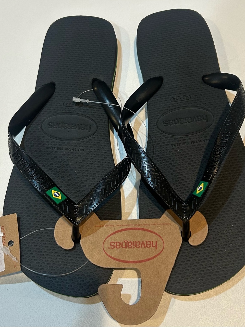 Havaianas Black Brazil Flag Flip Flops Men’s Size 11/12 (43-44) NEW World Cup